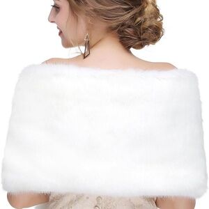 White Faux Fur Shawl